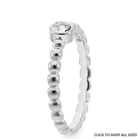Qudo Matino Deluxe Silver Ring - Clear Crystal