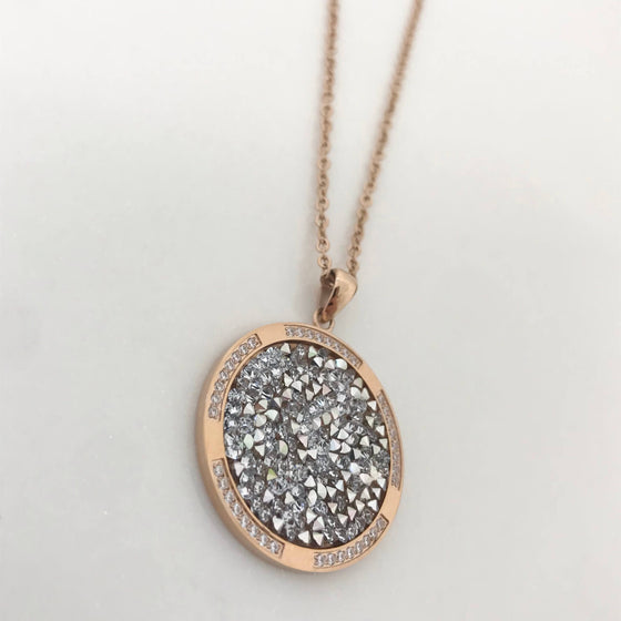 Qudo Tirano Pendant & Long Length Rose Gold Chain - Comet Argent Light