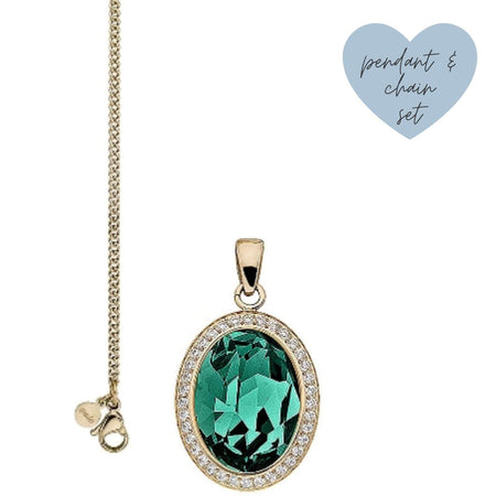 Qudo Tivola Pendant Gold Necklace - Emerald
