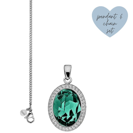 Qudo Tivola Pendant Silver Necklace - Emerald