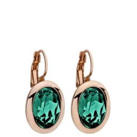 Qudo Tivola Rose Gold Earrings - Emerald