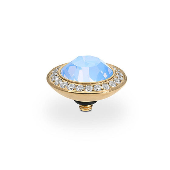 Qudo Tondo Deluxe 13mm Gold Topper - Light Sapphire Opal
