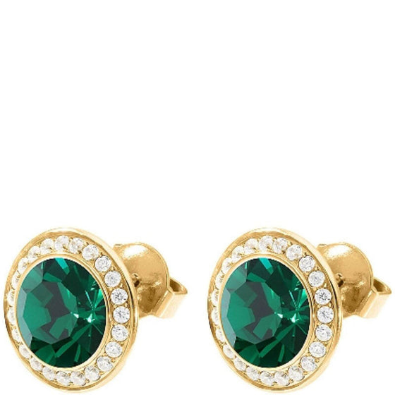 Qudo Tondo Deluxe Gold Earrings - Emerald