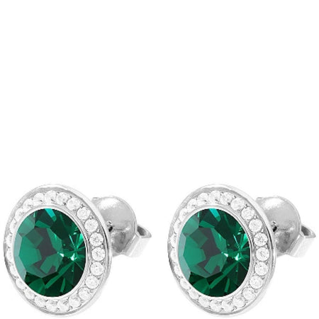 Qudo Tondo Deluxe Silver Earrings - Emerald