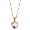 Qudo Tondo Pendant & Rose Gold Chain - Crystal Aurora Boreale