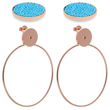 Qudo Lineri Rose Gold Hoop Earrings & Turquoise Tirano Toppers