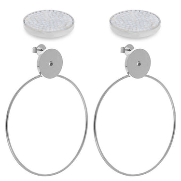 Qudo Lineri Silver Hoop Earrings & White Opal Tirano Toppers