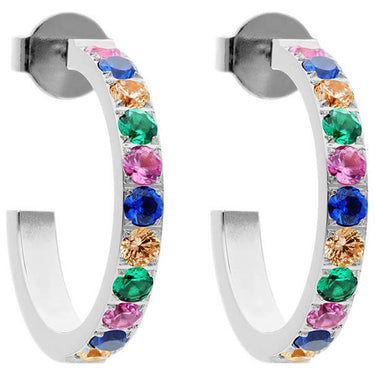 Qudo Rainbow Hoop Earring - Silver