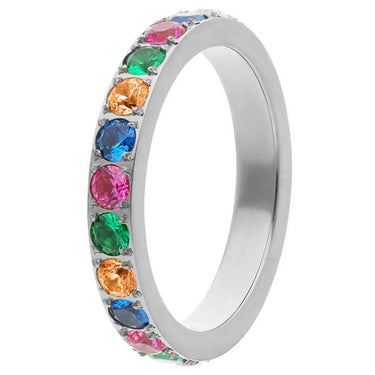 Qudo Rainbow Eternity Ring - Silver