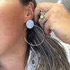 Qudo Lineri Silver Hoop Earrings & White Opal Tirano Toppers