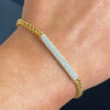 Rebecca Jolie Diamond Dust Bar Pendant Gold Curb Chain Bracelet
