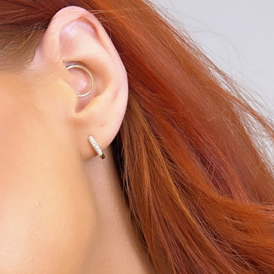 Rebecca Jolie Diamond Dust Small Gold Hoop Earrings