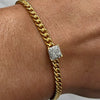 Rebecca Jolie Diamond Dust Boxy Pendant Gold Curb Chain Bracelet