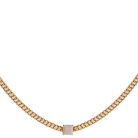 Rebecca Jolie Diamond Dust Boxy Pendant Gold Curb Chain Necklace