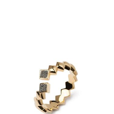 Rebecca Jolie Gold Black Diamond Dust Square Ring