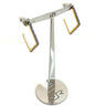 Rebecca Jolie Gold Black Diamond Powder Angular Hoop Earrings