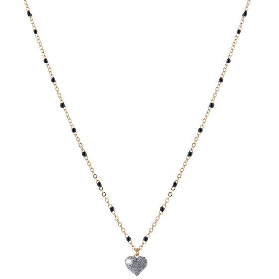 Rebecca Jolie Heart Gold & Black Necklace