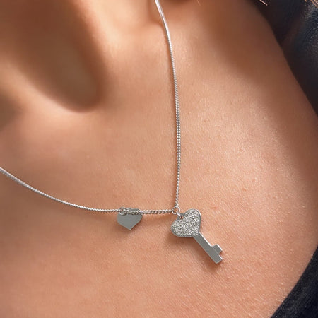 Rebecca Jolie Key Silver Necklace
