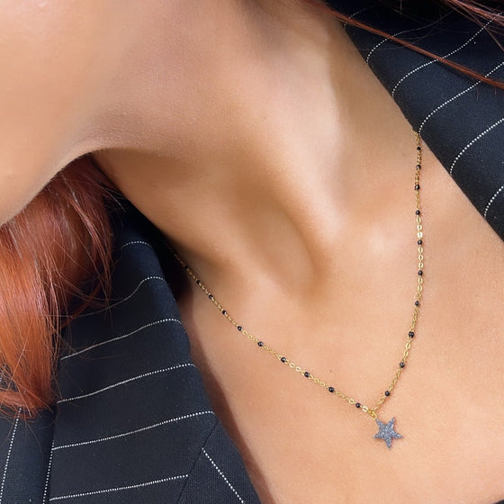 Rebecca Jolie Star Gold & Black Necklace