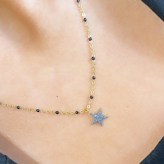 Rebecca Jolie Star Gold & Black Necklace