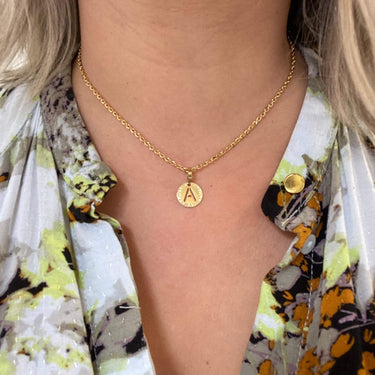 Rebecca My World Gold Small Initial & Chain Necklace
