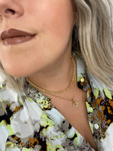 Rebecca My World Gold Small Initial & Chain Necklace
