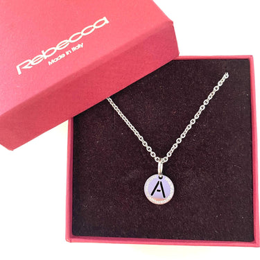 Rebecca My World Silver Small Initial & Chain Necklace