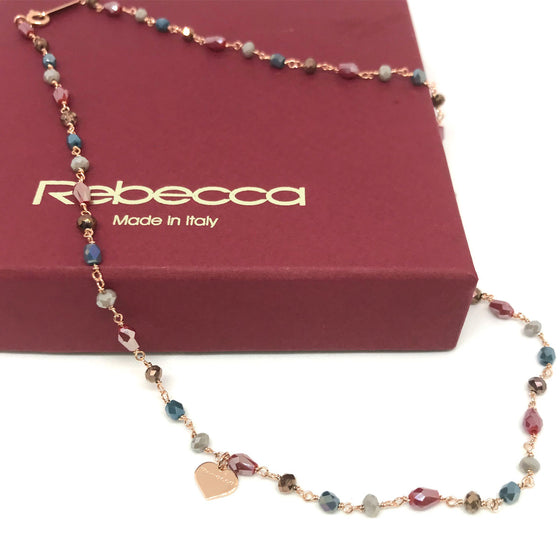 Rebecca Multi Hydrothermal Stone Necklace - Rose Gold
