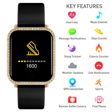 Reflex Active Square Smart Watch - Burgundy Rose Gold