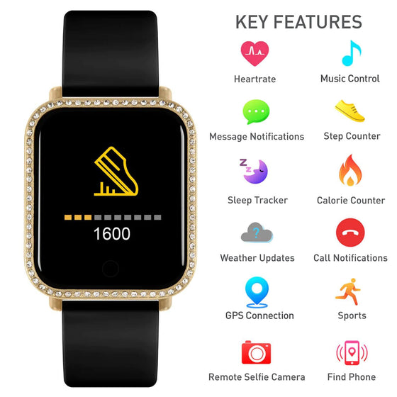 Reflex Active Square Smart Watch - Black Gold
