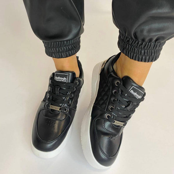 Refresh Black & Leopard Print Sneakers