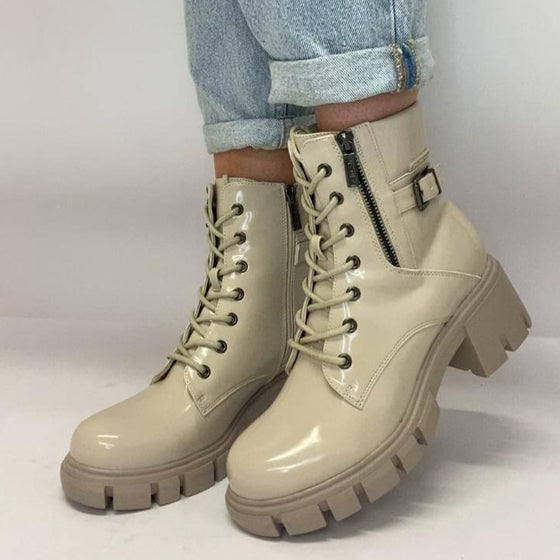 Refresh Cream Chunky Sole Boots