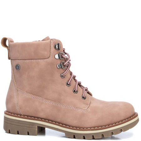 Refresh Pale Pink Lace Up Desert Boots