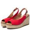 Refresh Red Canvas Sling Back Wedge Sandals