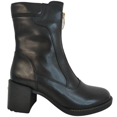 Regarde Le Ciel Elly Black Leather Front Zip Boots