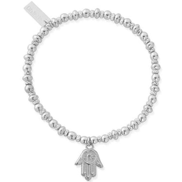 ChloBo Didi Sparkle Hamsa Hand Silver Bracelet