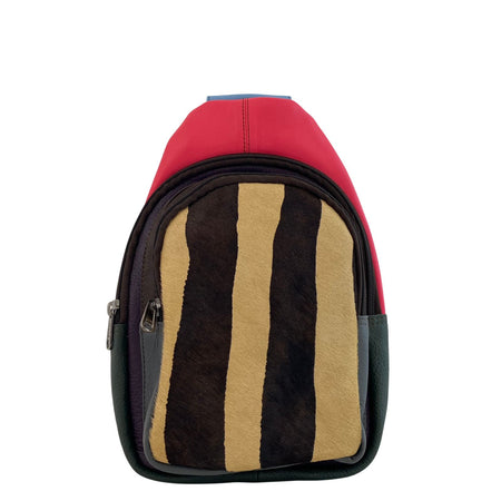 Soruka Chloe Leather Body Bag - Neon Pink Stripe