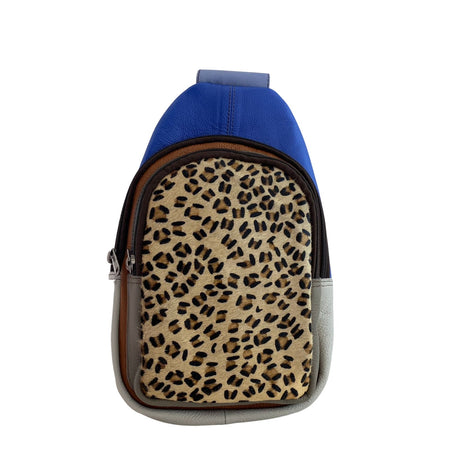 Soruka Chloe Leather Body Bag - Cobalt Blue Leopard