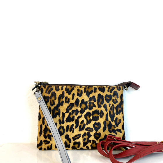Soruka Cindy Leather Crossbody Pouch Bag - Light Leopard