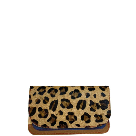 Soruka Tatum Flap Leather Purse - Leopard Tan