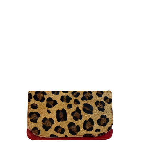 Soruka Tatum Flap Leather Purse - Leopard Red