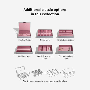Stackers Classic Jewellery Box (Watch & Accessory Layer) - Dove Grey Pink