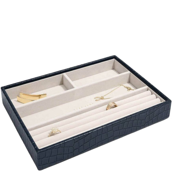 Stackers Classic Jewellery Box (Ring & Bracelet Layer) - Navy Croc