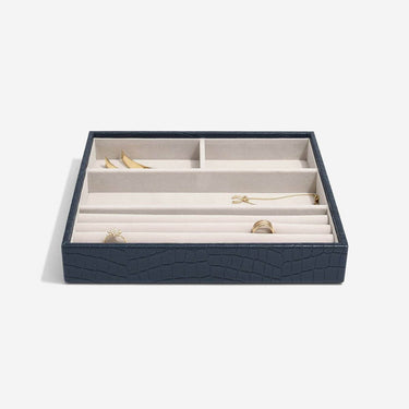 Stackers Classic Jewellery Box (Ring & Bracelet Layer) - Navy Croc