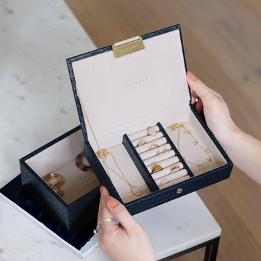 Stackers Mini Jewellery Box (Lid) - Navy Croc