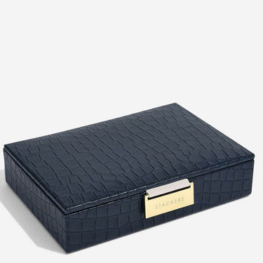Stackers Mini Jewellery Box (Lid) - Navy Croc