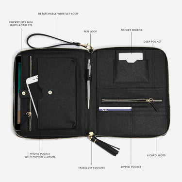 Stackers Organiser Clutch Bag - Black
