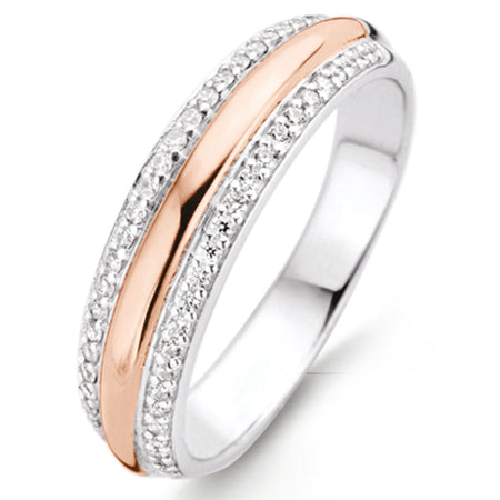 Ti Sento Silver & Rose Gold Ring - Size 54