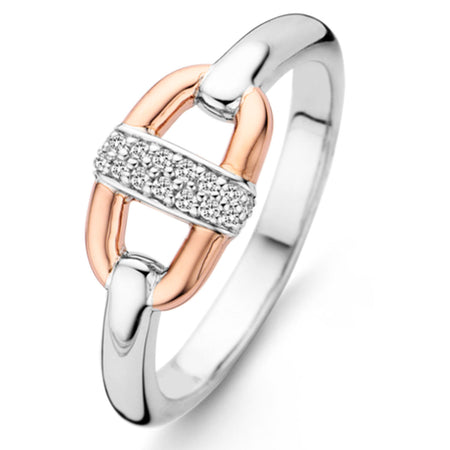 Ti Sento Silver & Rose Gold Ring - Size 56