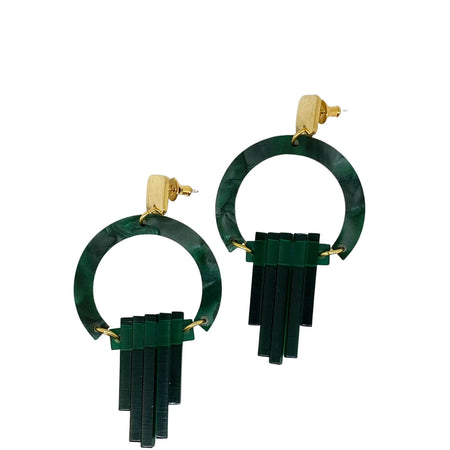 TooLally Art Deco Chandeliers Earrings - Emerald
